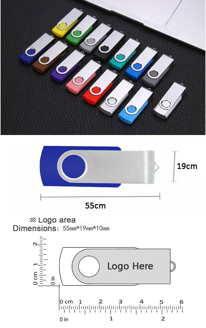 Gift promo 2.0 Swivel USB flash drive with OEM logo Swivel metal memory stick 4