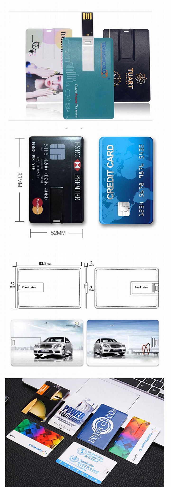 Business Card USB Drive 2.0 Full Color Printing card USB flash drive 3