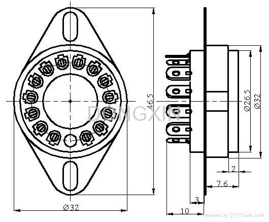 GZC14-F-A(GZC14-F-A-G) 14腳陶瓷管座 3