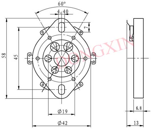 GZC6-1(GZC6-1-G) 6-pin plain ceramic socket 4