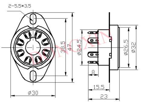 GZC8-Y-3(GZC8-Y-3-G) 8-pin ceramic socket 4