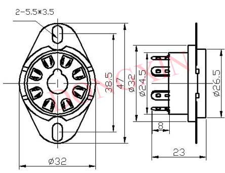 GZC8-Y-D(GC8-Y-D-G) 8-pin ceramic socket 4