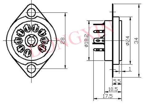GZC9-C-1(GZC9-C-1-G)型瓷質小九腳管座 4