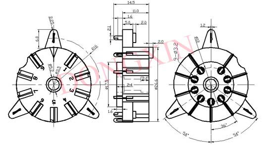 TUS9PC9C(TUS9PC9C-G)型瓷質九腳管座 4