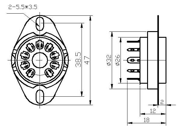 GZC9-1S(GZC9-1S-G) 9-pin ceramic socket 3