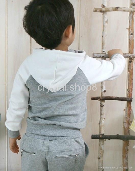 Baby boy Suits 2pc Hoody Coat+ Pants Letter Sporty Baby Clothes Set 90-130cm 4