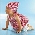 3 pieces Baby kerchief+ sleeveless dress+ white pant baby wear baby set 1