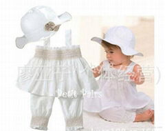 lovely hat + suspender skirt + pants/ 3 pieces set: hat + dress + pants