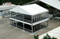 Cost effective double decker tent with glass wall