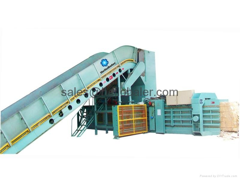 Horizontal Waste Paper Baling Machine  with conveyor 4