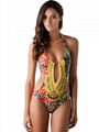 2017 new fashion sexy printed Women One Piece halter beach bikini set WT72972 1