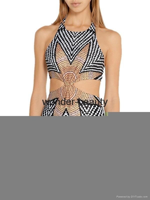 Geometry Printed Halter One Piece Women Summer Swimwear Sexy bikinis WT32994 3