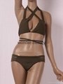 Black Green Halter Two Pieces Cross Bandage Women Sexy Beachwear Bikinis WT73037 3