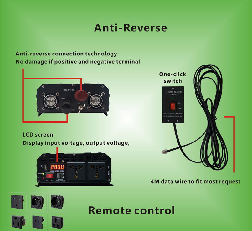 1000W With remote control and LCD monitor dc1000w home inverter inverter fan coi 3