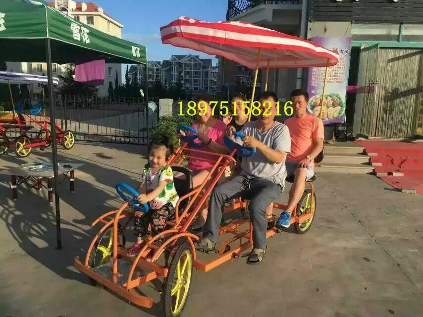 Beach Rental Surrey Bike Quadricycle Tandem Bike Four Wheels Bicycle for 4 Peopl 2