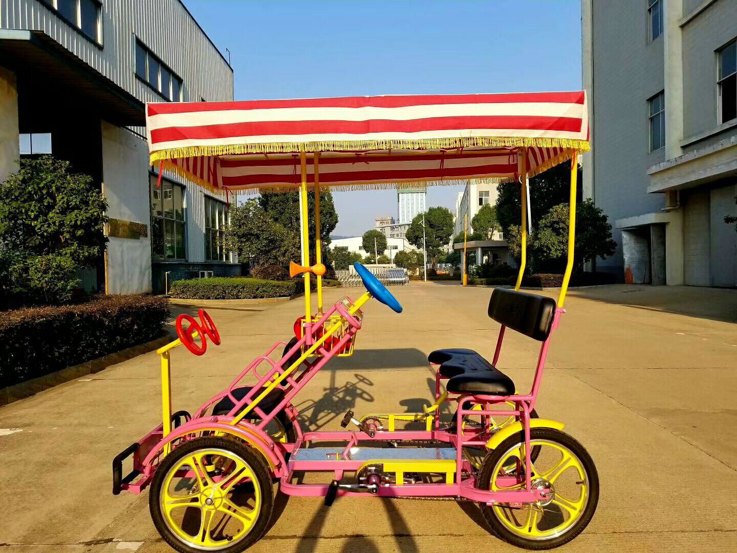 Holiday Resort Passengers Pedal Bicycle 2 Seater Four Wheeler Bike