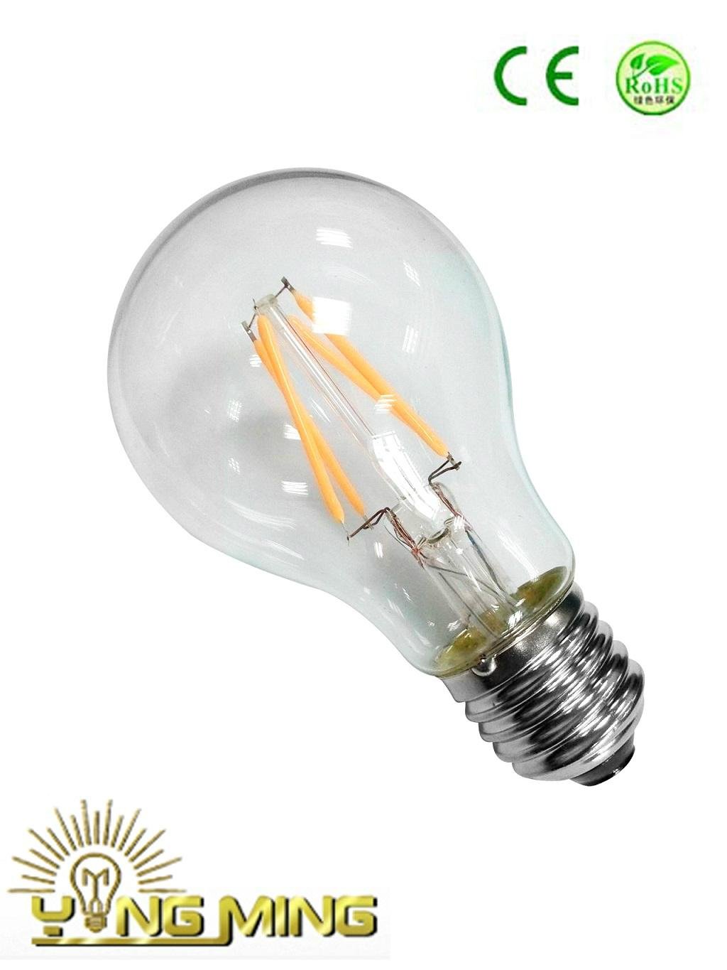 A60 A19 led filament bulb 120V 230V E26 E27 base dimmable UL FCC CE Approval