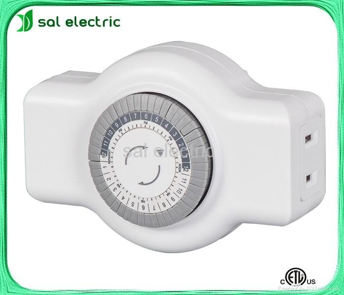 2-outlet mechanical daily timer 