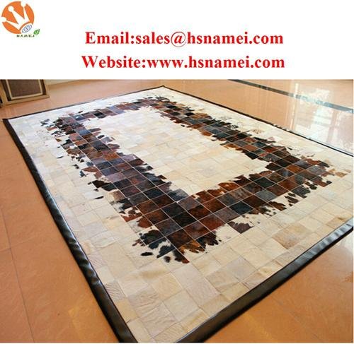 Luxury leather Cowhide patchwork carpet rugs 2