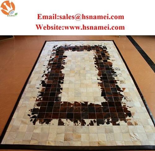  Luxury leather Cowhide patchwork carpet rugs 3