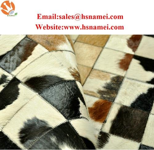  Luxury leather Cowhide patchwork carpet rugs 4