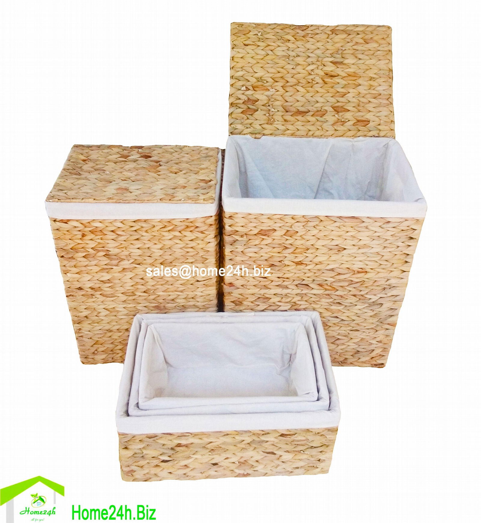 Home24h - Water hyacinth laundry hamper Basket Set s/5 4
