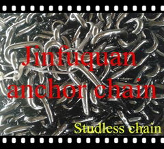 Black tarred studless anchor chain