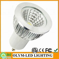 ETL listed 5W 500lm GU10 COB LED spotlight dimmable AC85-265V 3 Year Warranty