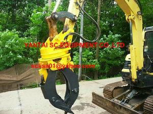 Hydraulic stone grapple for excavators