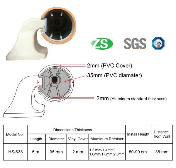 PVC handrail for hospital HS638 ZS (China Manufacturer) Shaped