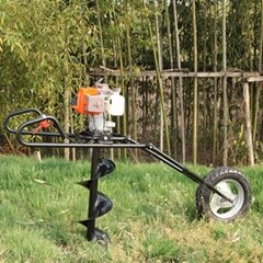 New design Hand-held earth auger folding type auger single wheel ground drill