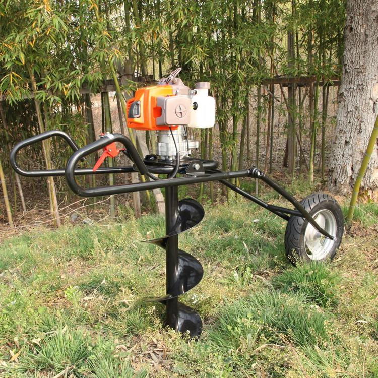 New design Hand-held earth auger folding type auger single wheel ground drill 3