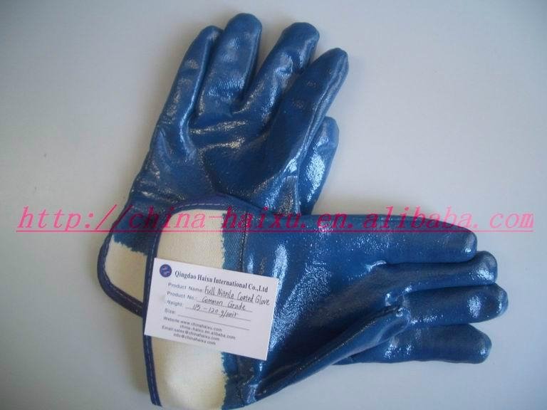 blue safety cuff cotton jersey lining nitrile coated working glove