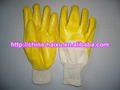 interlock cotton yellow nitrile working glove