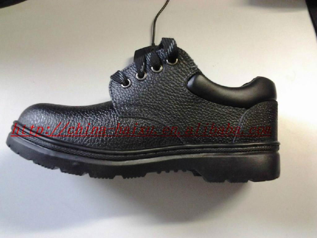 Black Embossed Cow Leather Safety Shoes
