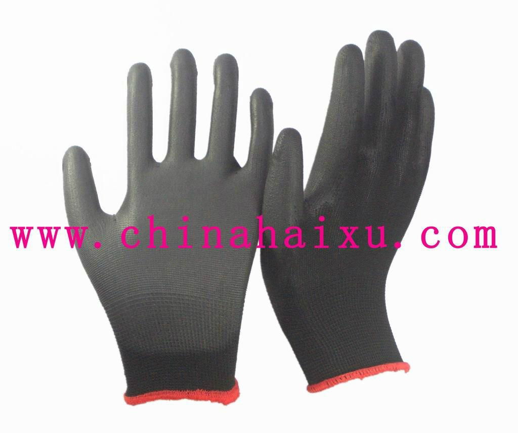 black PU coated working gloves