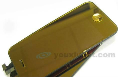 for iPhone 4 Mirror Yellow LCD Display Touch Screen Digitizer Bck Cover Home Key