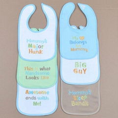 6 pk baby bib with embroidery.