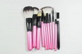 11 pcs pink professional cosmetic synthetic hair make up brush 3