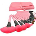 25 pcs professional make up brush set with synthetic hair leather bag packing 1