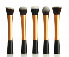 5 pcs golden color top quality make up brush set with synthetic hair