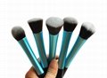 5 pcs green color top quality make up brush set with synthetic hair 2