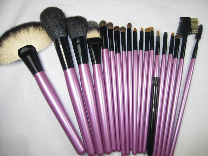 19 pcs professional natural hair make up brush set with leather bag 2