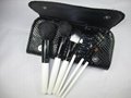 7 pcs synthetic hair make up brush gift set with leather bag