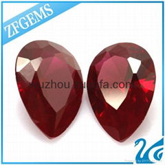 Wuzhou high quality 8*12mm pear cut synthetic corundum 8# ruby price per carat