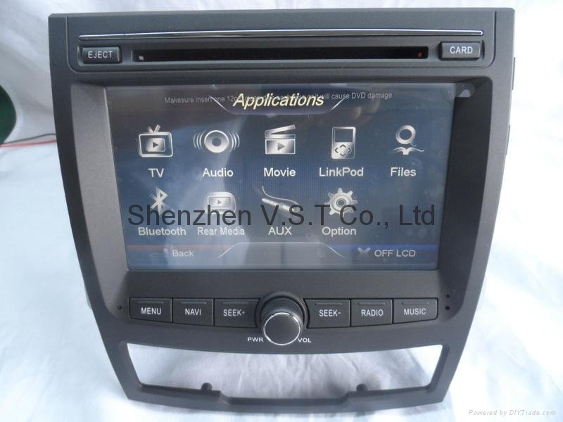 In car dvd player+gps+bluetooth+radio+mp3 multimedia system for Ssangyong Action 2