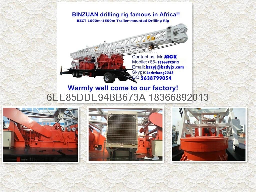 600 m 1000 m 1500 m trailer mounted drilling rig