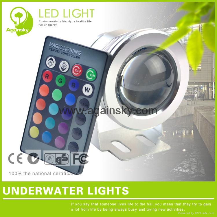 Silver/Black 10w RGB Led Underwater Light IP68 3