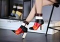 2015 winter women warm rainbow boots with gennuie leather square heels pumps  5