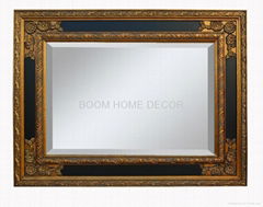 wood frame silver wall decorative mirror 